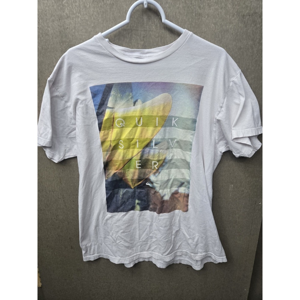 Quiksilver Surf Graphic T Shirt White XL Regular Fit Short Sleeve‎